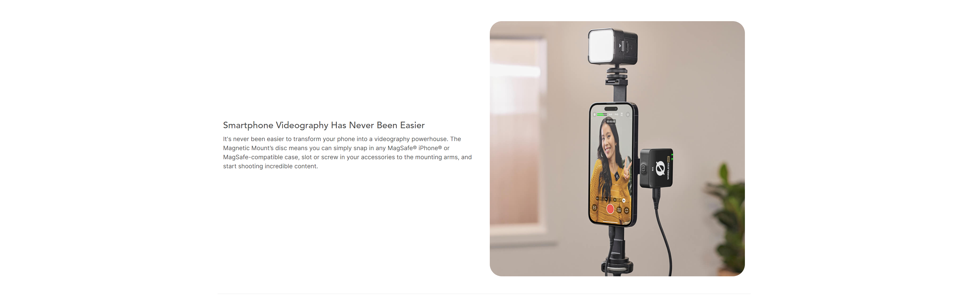 A large marketing image providing additional information about the product Rode Magnetic Smartphone Accessory Mount - Additional alt info not provided